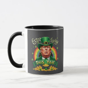 Extra Lucky This Year St Patrick Day Trump Leopard Mug