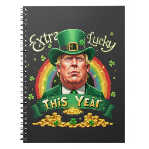 Extra Lucky This Year St Patrick Day Trump Leopard Notebook