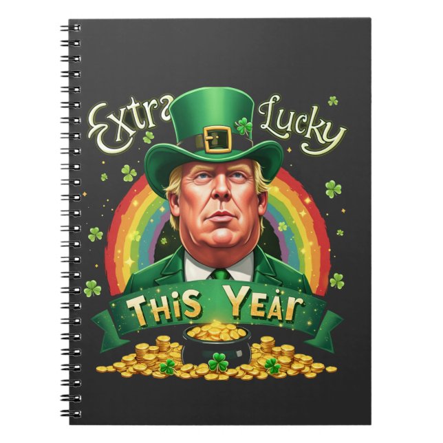 Extra Lucky This Year St Patrick Day Trump Leopard Notebook (Front)