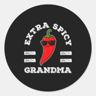 Extra Scy Grandma Womens Foodie Humour Hot Chilli  Classic Round Sticker