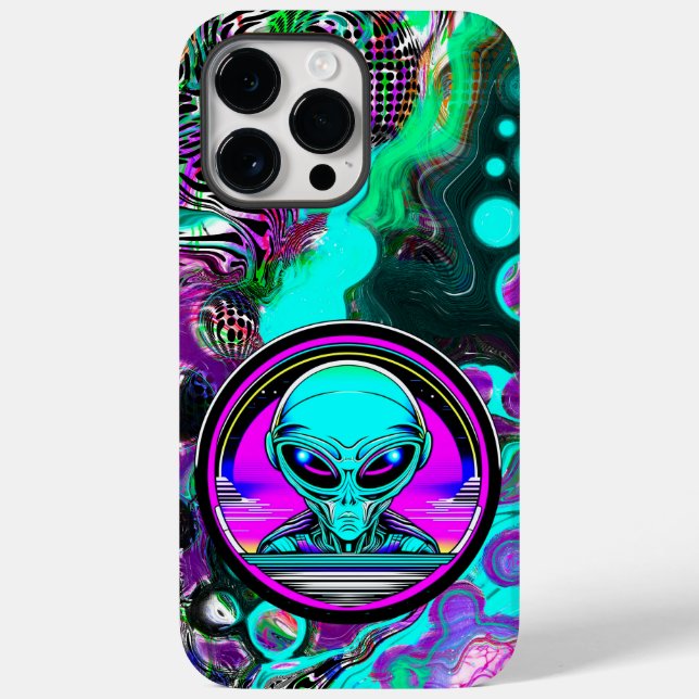 Extra Terrestrial Alien Flying a UFO Case-Mate iPhone Case (Back)