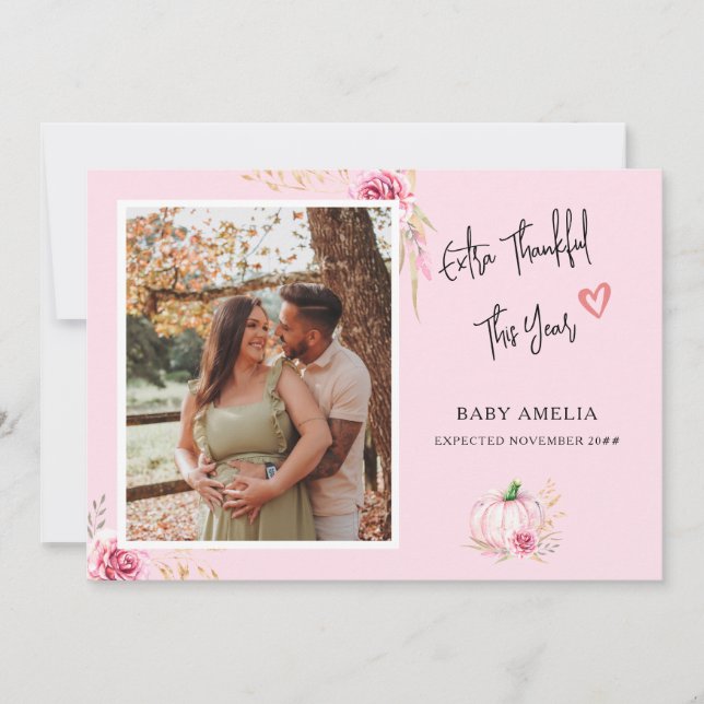 Extra Thankful | Fall Baby Announcement (Front)