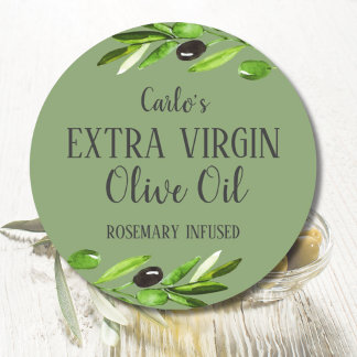 Extra Virgin Olive Oil Bottle Modern Green Product Classic Round Sticker