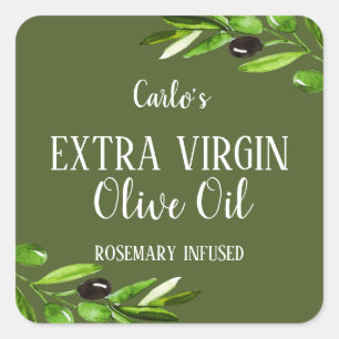 Extra Virgin Olive Oil Bottle Modern Green Product Square Sticker