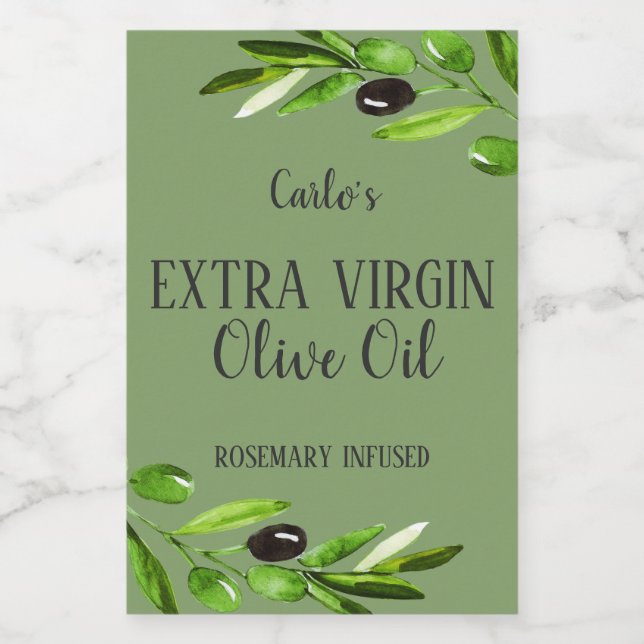 Extra Virgin Olive Oil Bottle Modern Product Label (Single Label)