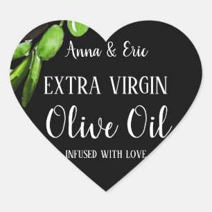 Extra Virgin Olive Oil Elegant Modern Wedding Heart Sticker