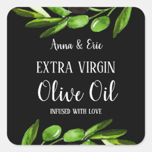 Extra Virgin Olive Oil Elegant Modern Wedding Square Sticker