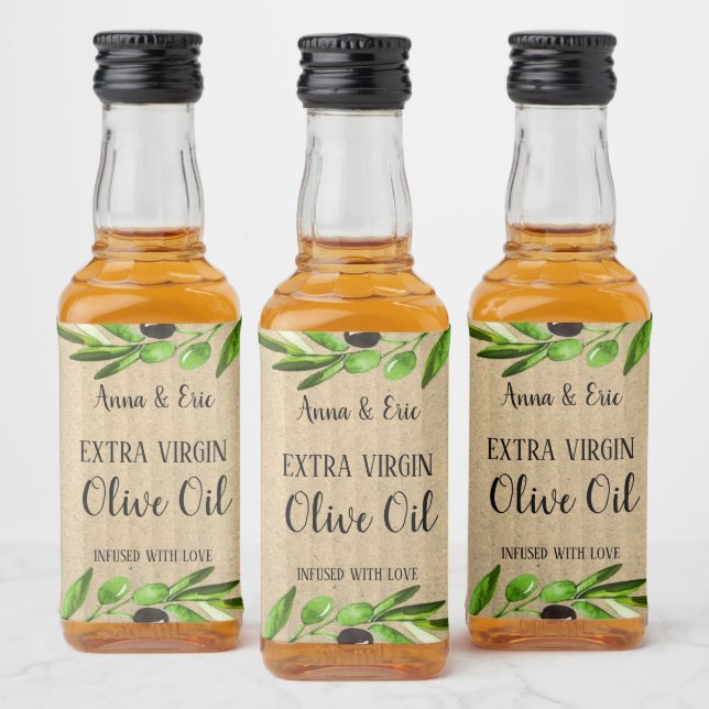 Extra Virgin Olive Oil Wedding Favour Bottle label (Bottles)
