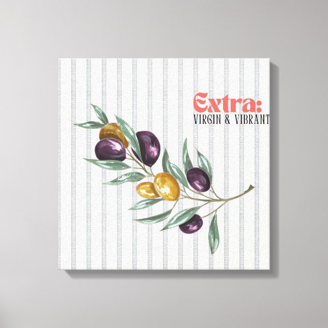 Extra Virgin Vibrant Mediterranean Olive Branch Canvas Print (Front)