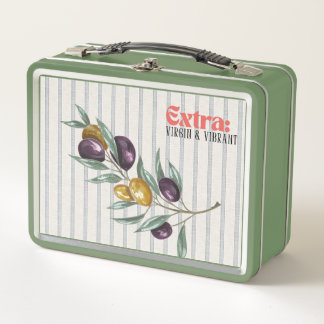 Extra Virgin Vibrant Mediterranean Olive Branch Metal Lunch Box
