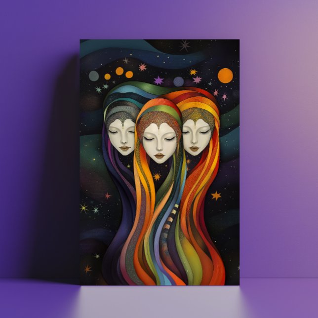 Extragalactic Space Girls Rainbow Light Beings Art Postcard (Creator Uploaded)