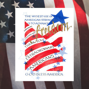 EXTRAORDINARY AMERICANS FOR FREEDOM, FLAG  POSTER