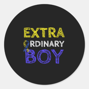 Extraordinary Boy Down Syndrome Classic Round Sticker