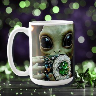 Extraterrestrial Alien and Crystalline Food Coffee Mug