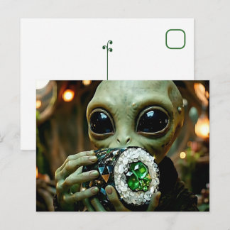 Extraterrestrial Alien and Crystalline Sushi Postcard