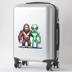 Extraterrestrial Alien Being and Bigfoot Pixel Art