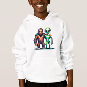 Extraterrestrial Alien Being and Bigfoot Pixel Art