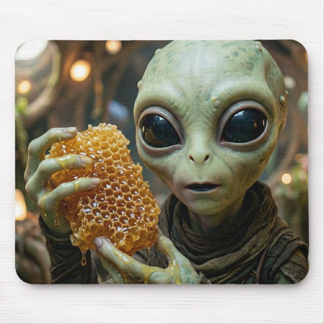 Extraterrestrial Alien Being with Honeycomb Mouse Mat (Front)