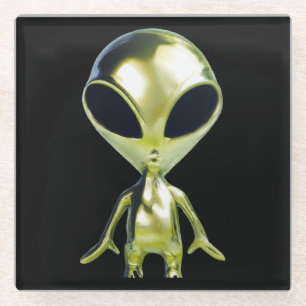 Extraterrestrial Alien Metallic Glass Coaster 