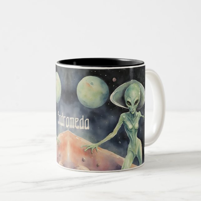 Extraterrestrial Alien  Two-Tone Coffee Mug (Front Right)