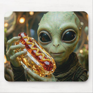 Extraterrestrial Alien with Crystalline Hotdog Mouse Mat