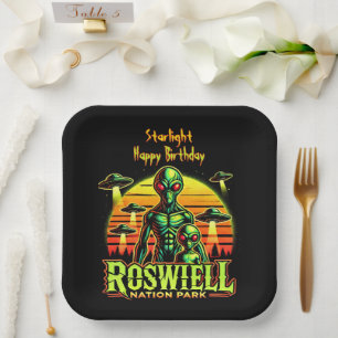 Extraterrestrial Beings at Roswell Nation Park Paper Plate