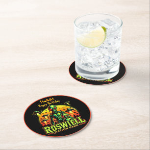 Extraterrestrial Beings at Roswell Nation Park Round Paper Coaster