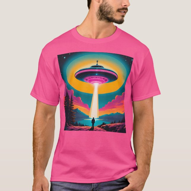 Extraterrestrial Encounter Ufo Hovering Over Lake  T-Shirt (Front)