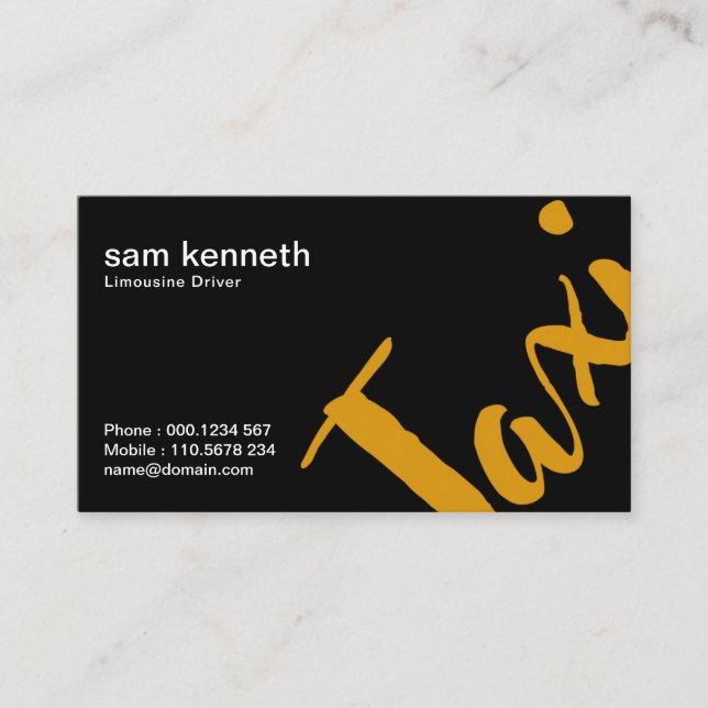 Extravagant Black Simple Bold Professional Taxi Business Card (Front)