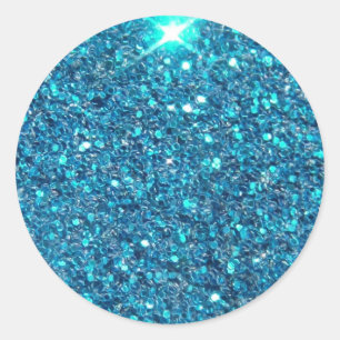 Extravagant Blue Glitter Shine Classic Round Sticker