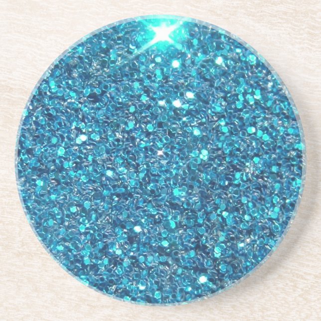 Extravagant Blue Glitter Shine Coaster (Front)