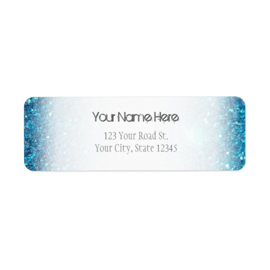 Extravagant Blue Glitter Shine Return Address Label