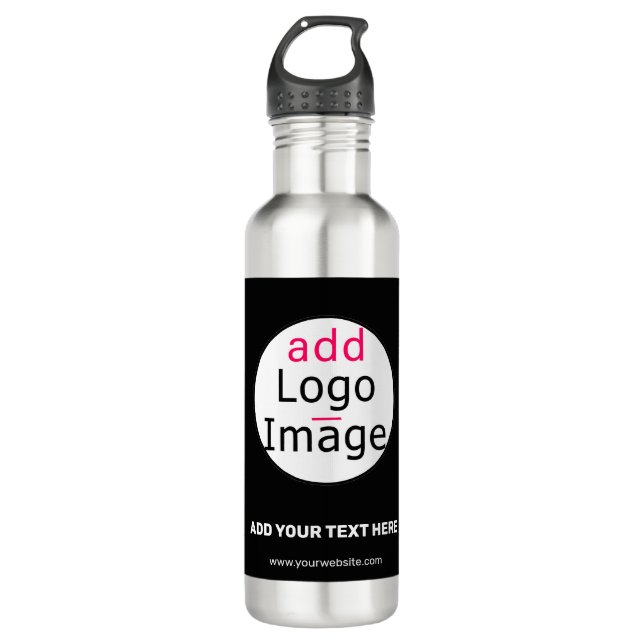 Extravagant Business Chic Customisable Logo Black  710 Ml Water Bottle (Front)