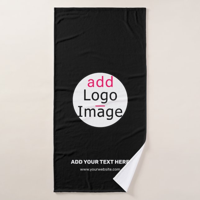 Extravagant Business Chic Customisable Logo Black  Bath Towel (Bath Towel)