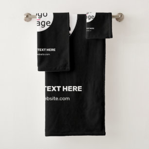 Extravagant Business Chic Customisable Logo Black  Bath Towel Set
