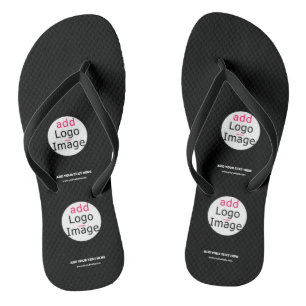 Extravagant Business Chic Customisable Logo Black Flip Flops