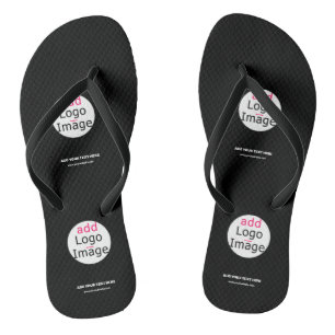 Extravagant Business Chic Customisable Logo Black Flip Flops
