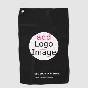 Extravagant Business Chic Customisable Logo Black  Golf Towel