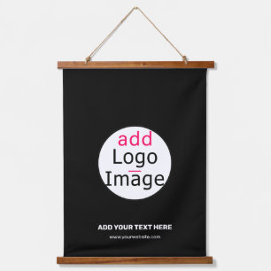 Extravagant Business Chic Customisable Logo Black Hanging Tapestry
