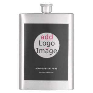 Extravagant Business Chic Customisable Logo Black Hip Flask