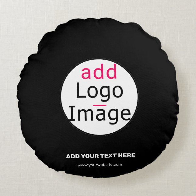 Extravagant Business Chic Customisable Logo Black  Round Cushion (Front)