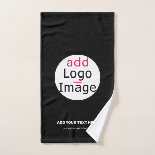 Extravagant Business Chic Customizable Logo Black Hand Towel