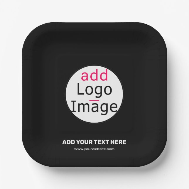 Extravagant Business Custom Brand Black Paper Plate (Front)