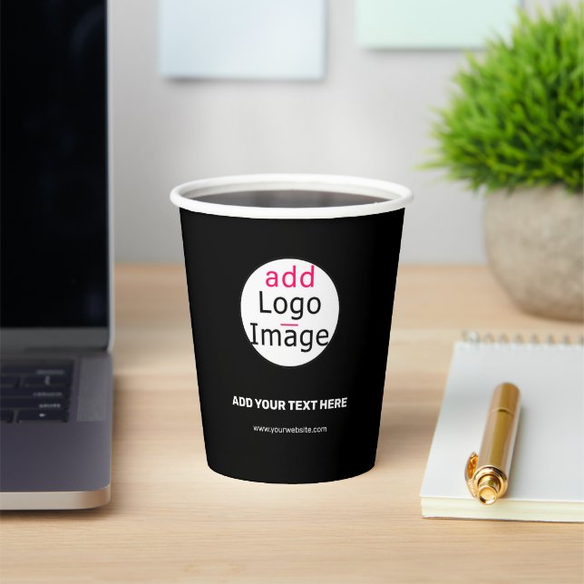 Extravagant Business Custom Logo Black  Paper Cups (Insitu)