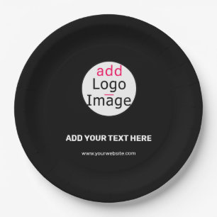 Extravagant Business Custom Logo Black Paper Plate