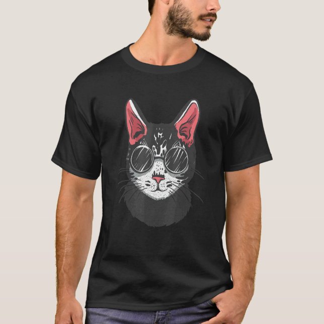 Extravagant Cat With Sunglasses T-Shirt (Front)