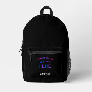 Extravagant Custom Branding Chic Black Printed Backpack