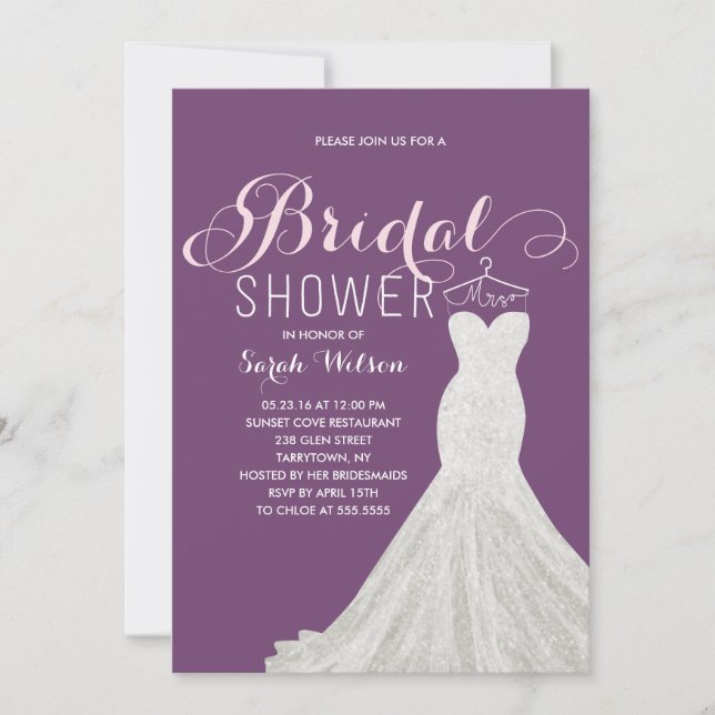 Extravagant Dress Custom Colour | Bridal Shower Invitation (Front)