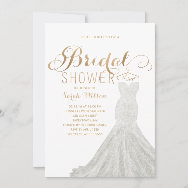 Extravagant Dress Gold | Bridal Shower Invitation (Front)
