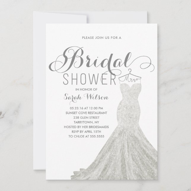 Extravagant Dress White | Bridal Shower Invitation (Front)